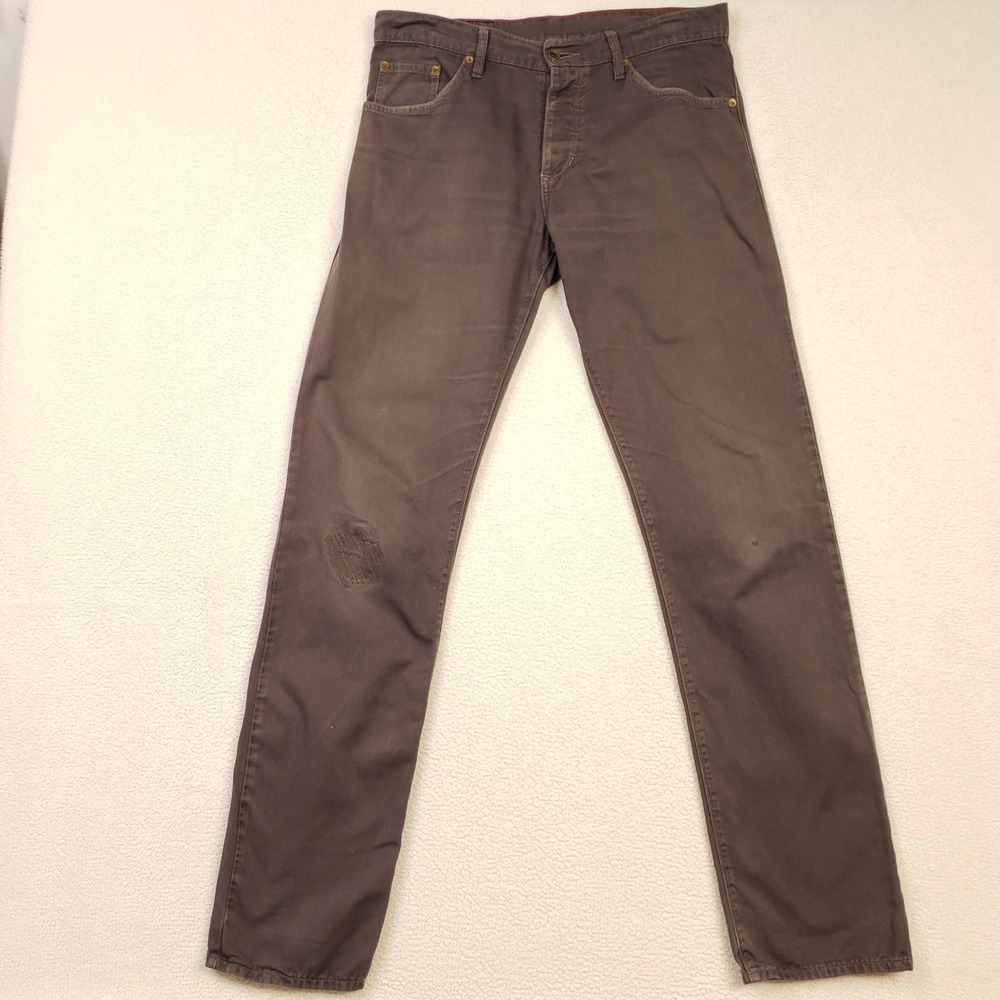 Raleigh Denim Jeans Men 32x34 Gray Thin Handcrafted Straight Leg Cotton Repaired